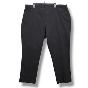 Slim Sation Skinny Pants Womens 24W High Rise Pull On Notch Hem Black Ankle